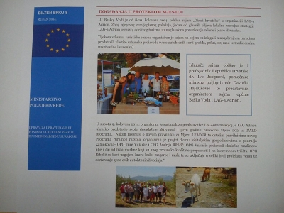 LAG “Adrion” u biltenu Ministarstva poljoprivrede za rujan 2014.g.